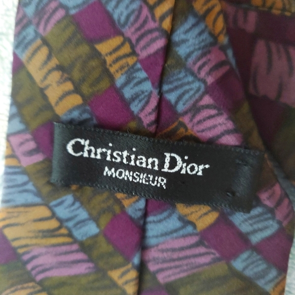 Christian Dior Mens Purple Geometric Monsieur Silk Tie - Picture 1 of 7